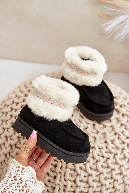 Snow Boots Children's Boots With Fur And Pattern Black Melefia