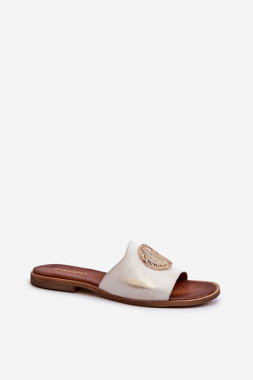 Zazoo 2938 Leather Flat Sandals With Gold Embellishment Distressed