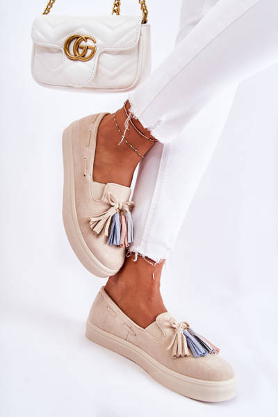 Tenisówki Trampki Damskie Slip-On Beżowe Venira