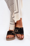 Women's Platform Sandals With Buckle And Studs Black Nusithia
