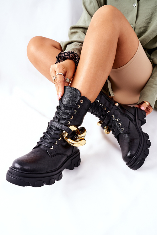 S.Barski Women's Biker Boots Black Jensen