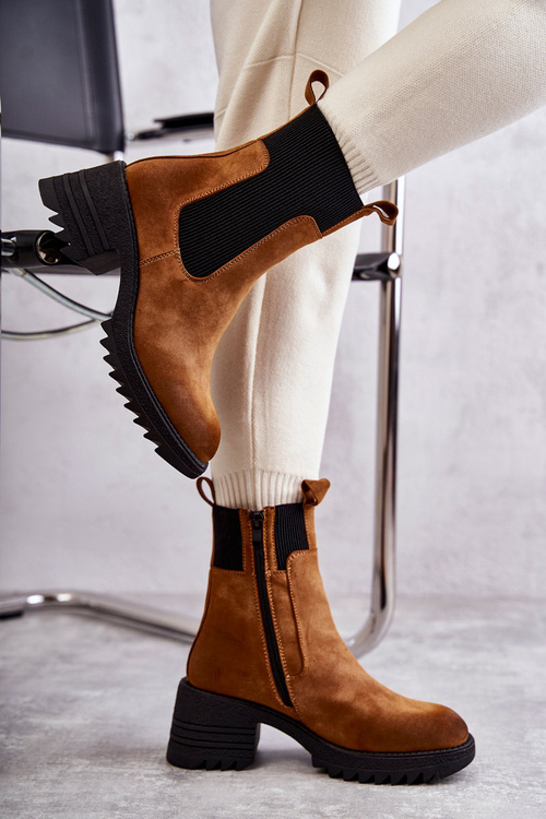 Women's Warm Boots On Heel Camel Abella