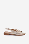 Women Sandals On Flat Heel With Decorative Detail S.Barski KV51-080 Gold