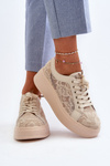 Lace Women's Sneakers On Platform S.Barski HY51-059 Beige