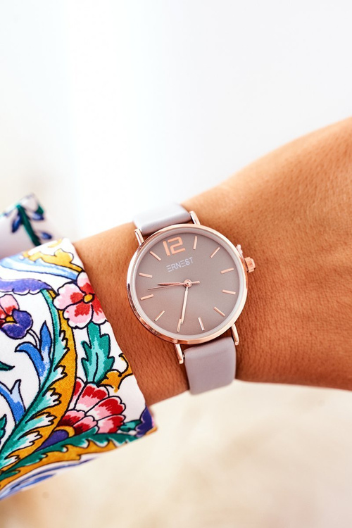 Watch On A Leather Strap Nickel Free ERNEST Grey