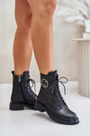 Leather Ankle Boots Workers Insulated With Zipper Black Elosie