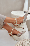 Decorated High Heels With Open Heel Gold Nanadra
