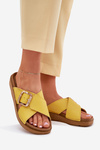 Leather Women's Slippers With Buckle Inblu ED0003IU Yellow