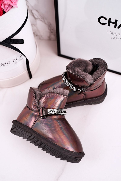 Children's Snow Boots With Fur Petrol Grey Princess