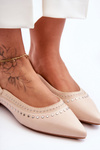 Leather Ballet Flats with Studs Beige Laroshe