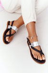 Leather Sandals Flip-flops Big Star HH274712 Black-Silver