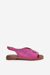 Ladies Sandals With Decoration On Flat Heel Eco Suede Pink Ralisses