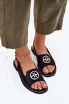 Women's Sandals On Flat Heel With Decoration S.Barski KV51-002 Black