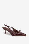Patent leather high heels with bow chocolate Olvena