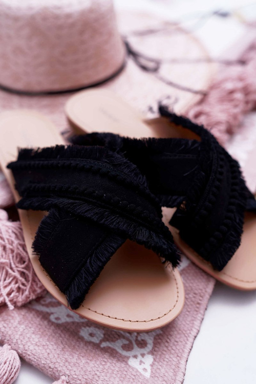 Women's Fabric Flip Flops Vices 7269 Black Jamen