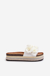 Women's Platform Sandals Adorned with Flowers White Nodina