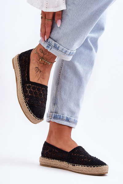 Espadryle Damskie Ażur Czarne One Lover 6605