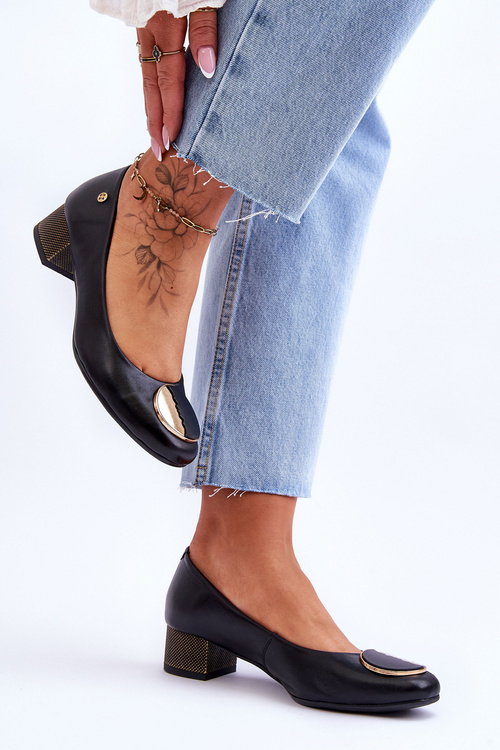 Leather Low Heel Pumps Maciejka 05960-01 Black