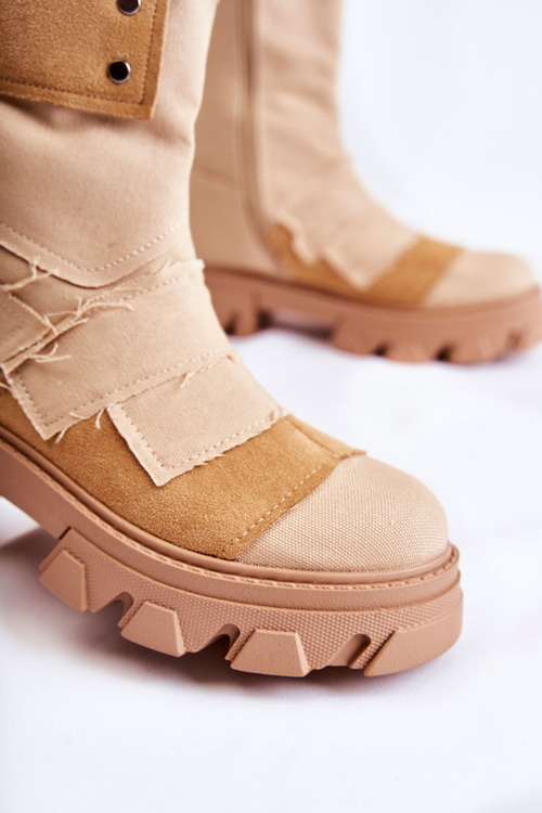 High Workers Booties On A Zipper Dark beige Nerisa