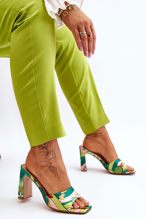 Women's Patterned Heel Slippers Green Adelise