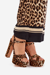 Womens Sandals On A Heel And Platform Eco Leather Beige Lomman
