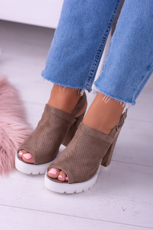 Lu Boo Suede Stiletto Sandals Khaki Emare