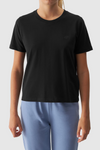 Gładki T-Shirt Damski Regular 4F 4FWAW24TTSHF1650-20S Czarny