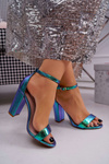 Women's Stiletto Sandals Iridescent Petrol Green Bipper