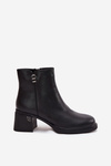 Leather Insulated Women's Ankle Boots on Block Vinceza 91159 Black