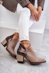Women's leather boots on a high heel Maciejka Beige 04492-43
