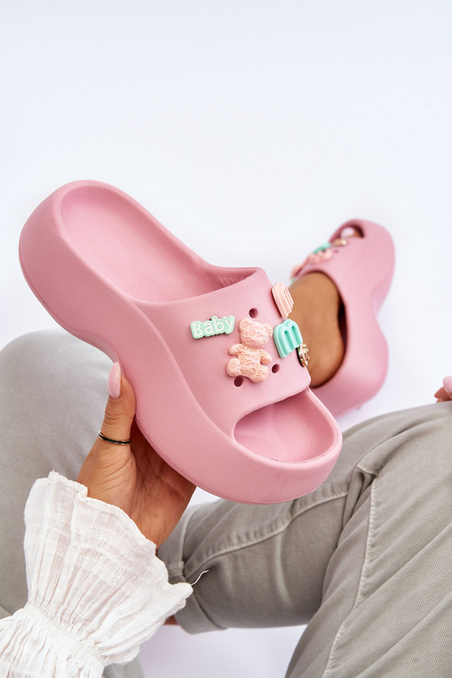 Soft Women's Foam Slippers with Decorations Pink Lorie