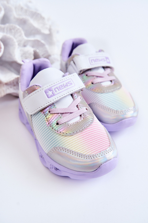 Children's Leather Sports Shoes White-Violet Loopsy