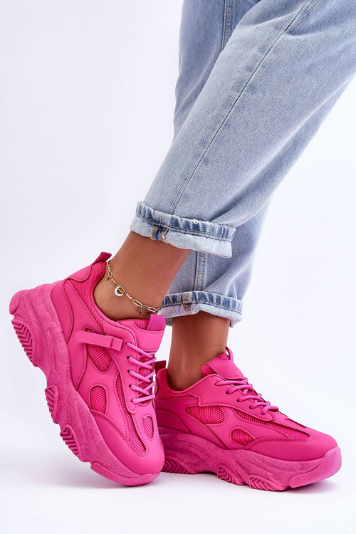 Sneakersy Damskie Masywna Platforma Fuksja Agnenia WX-92