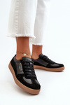 Women's Black Leather Sneakers by Vinceza 7333