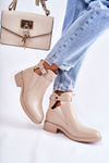 Women's Leather Flat Boots On A Flat Heel Beige Marla