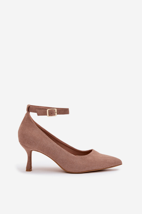 Devoria high heels with eco suede dark beige