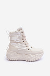 Insulated Boots On Massive Platform Light Beige Lanleh