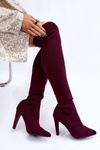 Sock Heeled Boots Burgundy Renoli