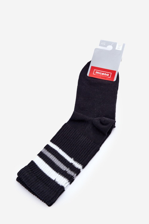 Women's Socks with Decorative Embossing Black