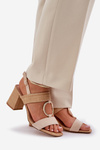 Block Heel Sandals Beige Afleeria