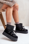 Snow Boots With Lacing On Platform Black Mavora