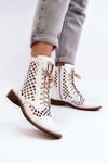 Openwork Leather Boots Zazoo 2695 White