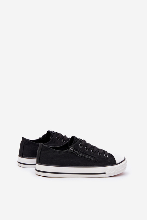 Children's Low Lace-Up Sneakers Black Margo