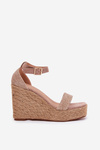 Wedge Sandals For Women With Braiding Khaki Adelio