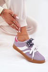 Sneakersy Damskie Niskie Z Podwójnym Sznurowaniem Fioletowe Ventus