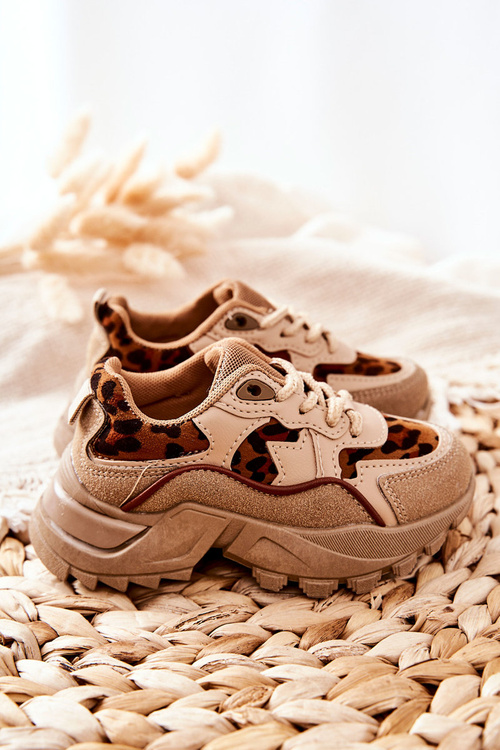 Children's Sport Shoes Sneakers Beige and Brown Nila
