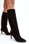Women's Suede Boots On Heel Laura Messi 2694 Black