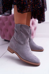 Women's Booties On Ankle Flat Heel Warmed Over Ankle Grey Demini