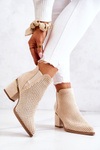 Suede Openwork Cowboy Boots Light Beige Helloni