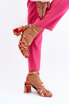 Patterned Orange Sandals with Heel Jenglla